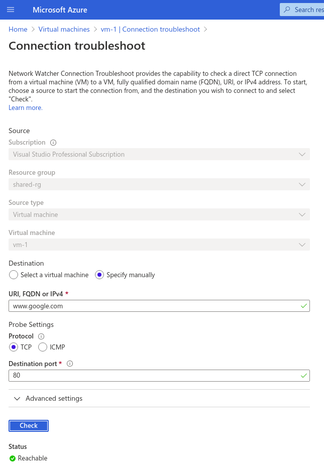 Connection troubleshoot